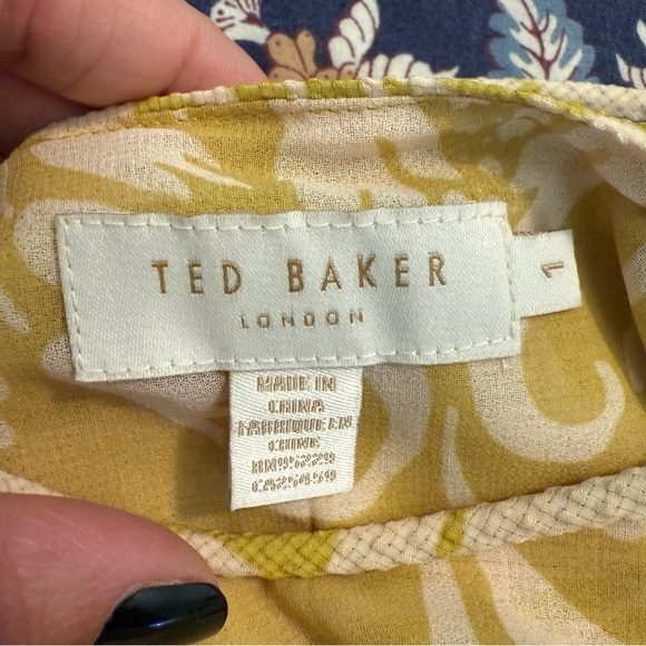 Ted Baker Mahbel Textured Floral Cami Top in Yellow Peplum size 1 - Picture 8 of 12